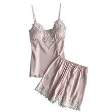 Load image into Gallery viewer, Two Piece Summer Thin Stripe Satin Pyjamas