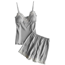 Load image into Gallery viewer, Two Piece Summer Thin Stripe Satin Pyjamas