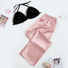 Load image into Gallery viewer, Frill Detail Triangle Bra &amp; Satin Pants Pajamas