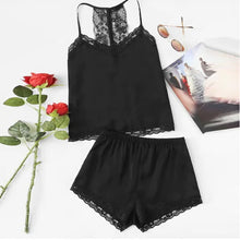 Load image into Gallery viewer, Two Piece Summer Thin Stripe Satin Pyjamas