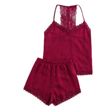 Load image into Gallery viewer, Two Piece Summer Thin Stripe Satin Pyjamas