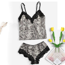 Load image into Gallery viewer, Two Piece Summer Thin Stripe Satin Pyjamas