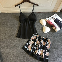 Load image into Gallery viewer, Two Piece   Summer Thin Stripe Satin Pyjamas