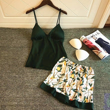 Load image into Gallery viewer, Two Piece   Summer Thin Stripe Satin Pyjamas