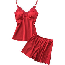 Load image into Gallery viewer, Two Piece Summer Thin Stripe Satin Pyjamas